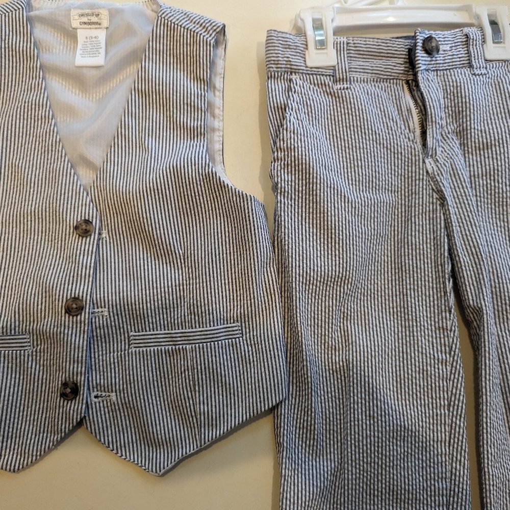 Dressed Up by Gymboree Blue/White Linen Suit (5-6)